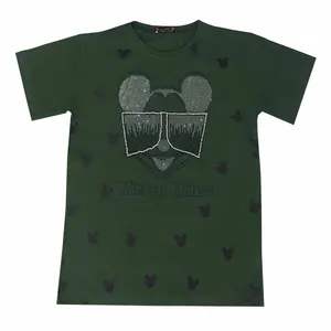 تی شرت آستین کوتاه زنانه مدل میکی موس رنگ سبز تیره