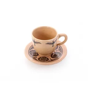 فنجان و نعلبکی سفالی آرانیک مدل شوش باستان کد 1007800033