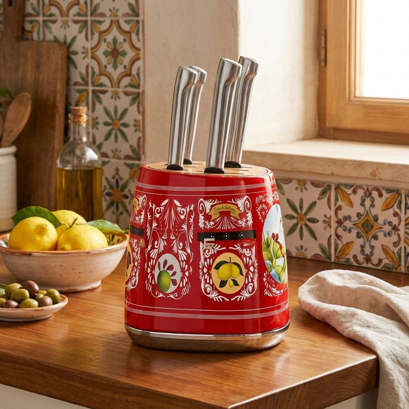 سرویس چاقو 7 پارچه با تیغه فولاد و با دسته استیل اسمگ مدل 9181