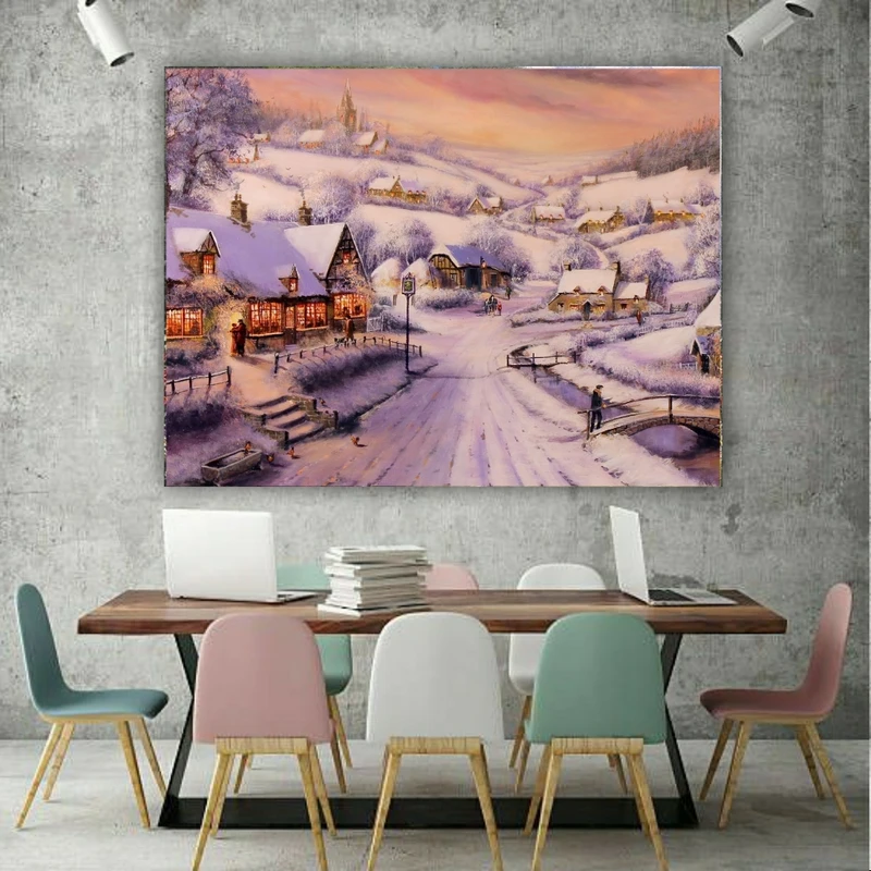 پوستر دیواری طرح روستای برفی  کد PD20557