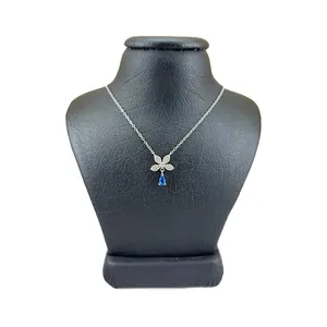 گردنبند نقره زنانه سواروسکی مدل گل تمام سنگ مدل اشک کد 5487541