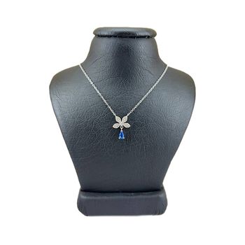 گردنبند نقره زنانه سواروسکی مدل گل تمام سنگ مدل اشک کد 5487541