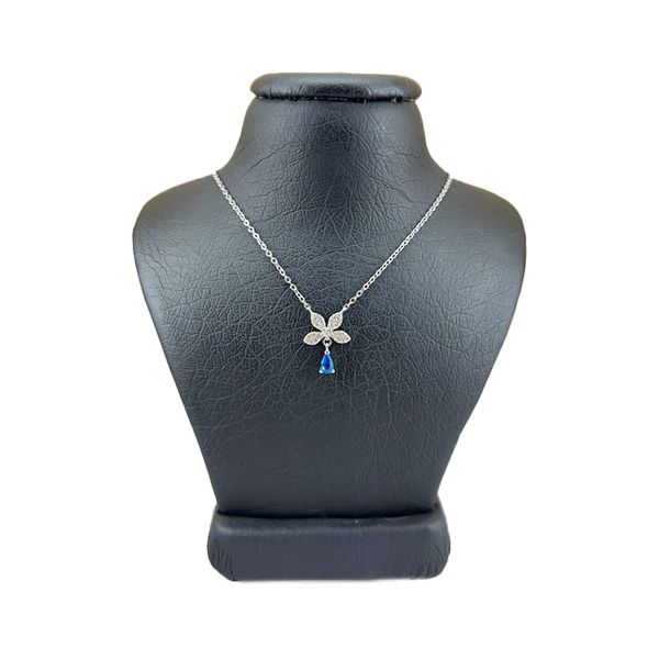گردنبند نقره زنانه سواروسکی مدل گل تمام سنگ مدل اشک کد 5487541 -  - 3