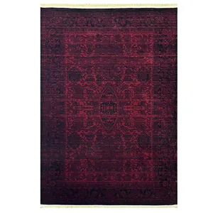 فرش ماشینی 500 شانه فرش رادین زمینه قرمز حاشیه قرمز مدل v6162