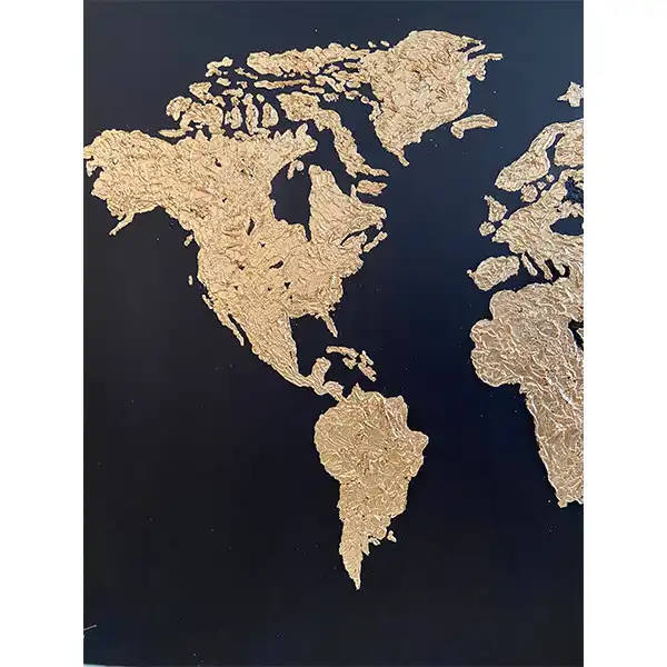 تابلو نقاشی ورق طلا مدل نقشه جهان کد A0009