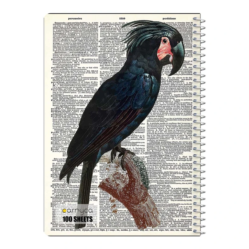 دفتر شطرنجی 100 برگ سیمی کارنیکا طرح روزنامه وینتج حیوانات Vintage Newspaper Animals کد 18257