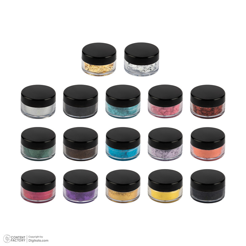 رنگ پودری رزین اپوکسی مدل صدفی مجموعه 17 عددی