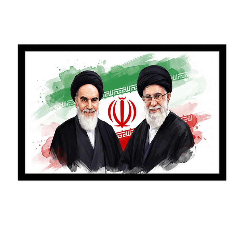 تابلو بکلیت طرح حضرت امام و رهبر انقلاب مدل DY1375 فریم مشکی