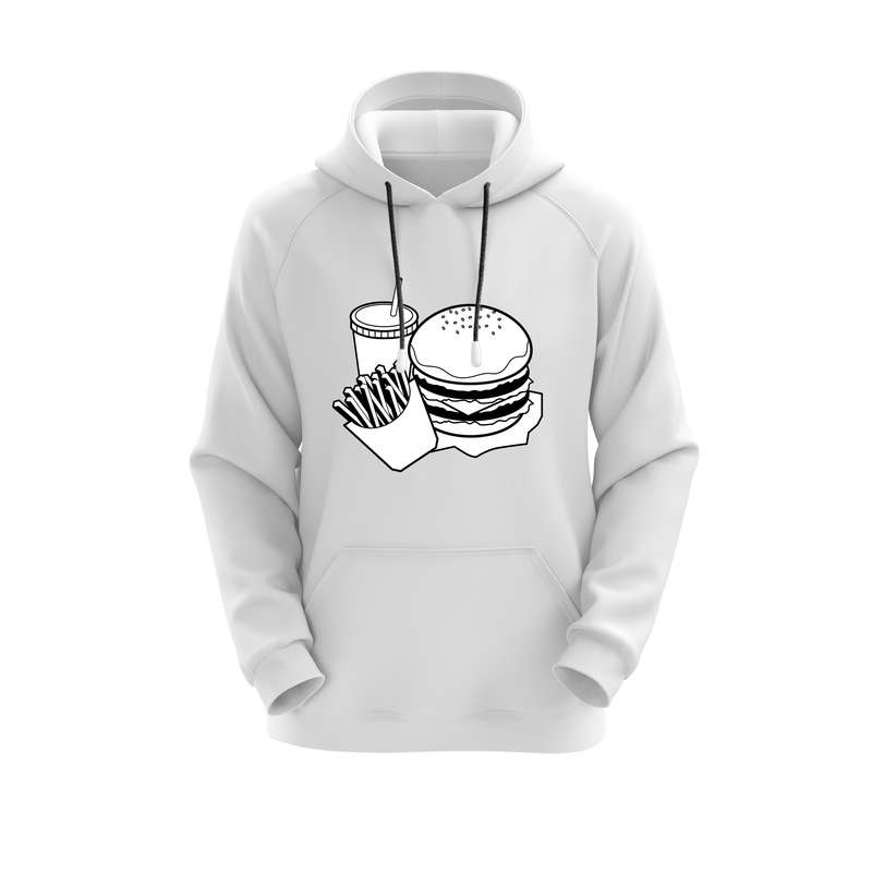 هودی زنانه مدل فست فود کد J267 رنگ سفید