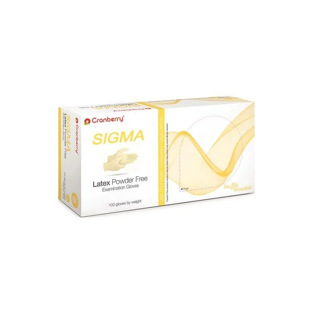 دستکش لاتکس غیر پودری کرنبری مدل sigma سایز متوسط (M) بسته 100 عددی