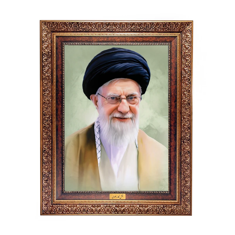تابلو فرش ماشینی نقش نگار رضوی طرح رهبر شهید حضرت آیت الله خامنه ای کد 9595KC