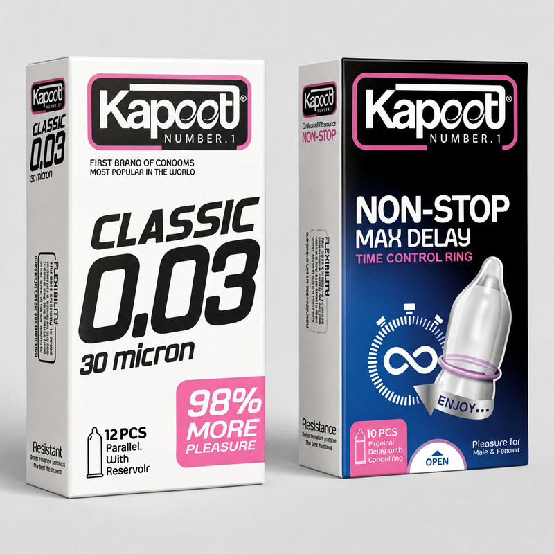 کاندوم تاخیری کاپوت مدل NON-STOP بسته 10 عددی به همراه کاندوم خاردار کاپوت مدل Classic بسته 12 عددی
