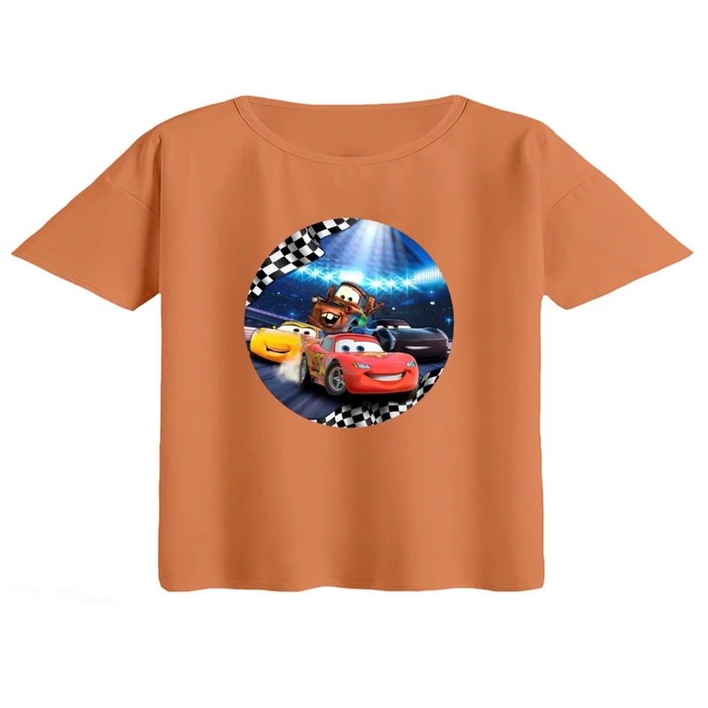 کراپ تی‌شرت آستین کوتاه زنانه مدل ماشین ها