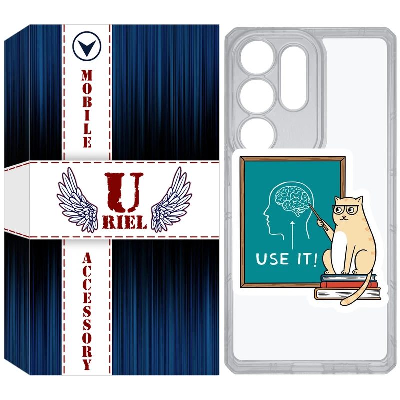 کاور یوریل مدل Clear کد 95 طرح گربه عاقل مناسب برای گوشی موبایل سامسونگ Galaxy S25 Ultra