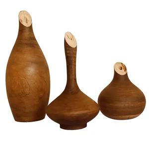 گلدان چوبی مدل سالونگ مجموعه 3 عددی