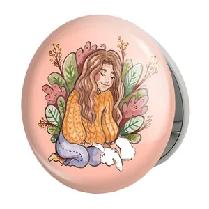 آینه جیبی خندالو طرح دخترونه مدل تاشو کد 6112 