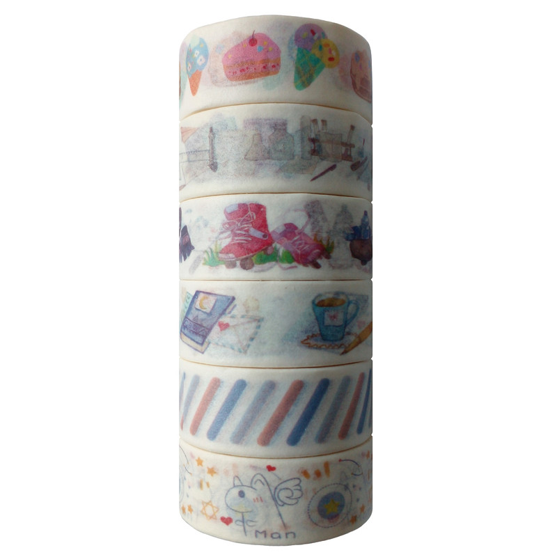 چسب نواری مدل واشی کد 101W عرض 1.5 سانتی متر مجموعه 6 عددی