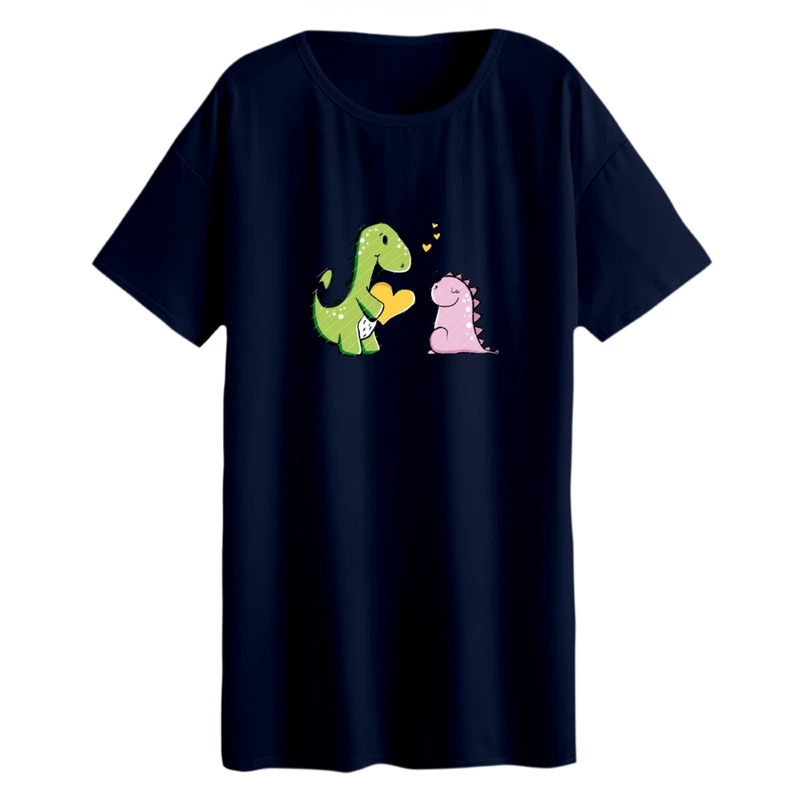 تی شرت لانگ زنانه مدل دایناسور کارتونی