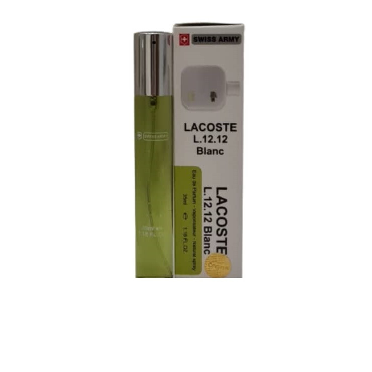 عطر جیبی مردانه سوئیس آرمی مدل Lacoste L.12.12 Blanc حجم 35 میلی لیتر مجموعه 3 عددی عطر جیبی مردانه سوئیس آرمی مدل Lacoste L.12.12 Blanc حجم 35 میلی لیتر مجموعه 3 عددی