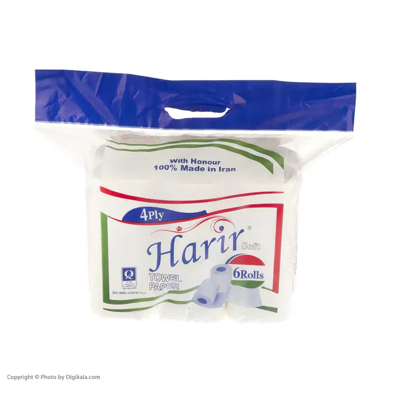 دستمال حوله کاغذی حریر بسته 6 عددی