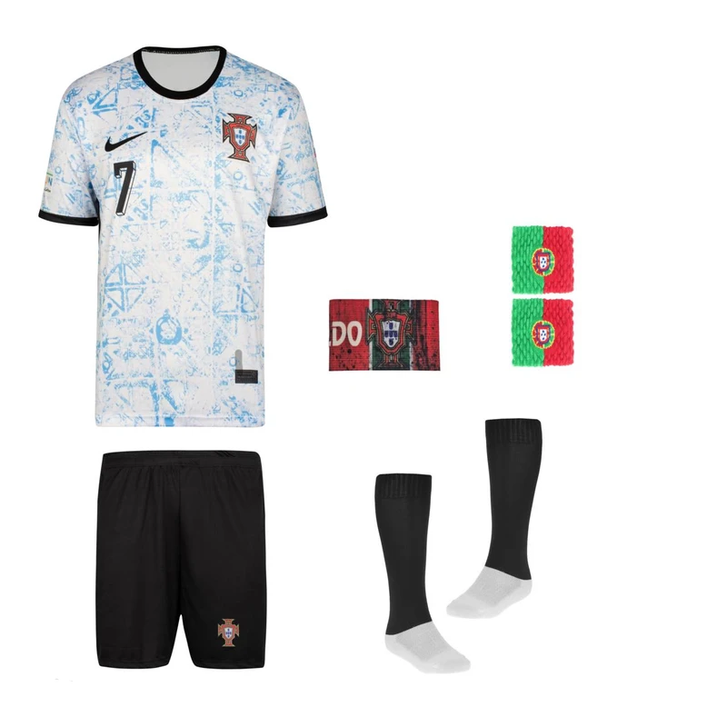 ست 5 تکه لباس ورزشی پسرانه مدل دوم پرتغال با بازوبند طرح رونالدو2026