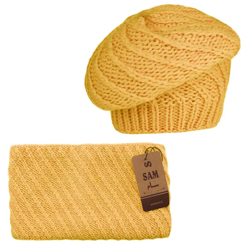 ست کلاه و شال گردن بافتنی مدل فرانسوی 02