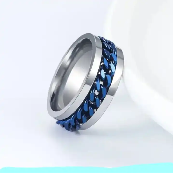 انگشتر مردانه مدل زنجیری کاربونی