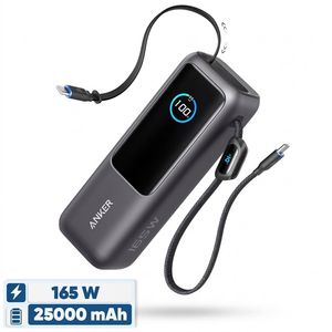 پاوربانک 100 وات انکر مدل A1695 ظرفیت 25000 میلی آمپر ساعت به همراه دو کابل USB-C