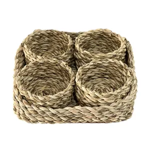 سبد حصیر بافی مدل نویان مجموعه 5 عددی