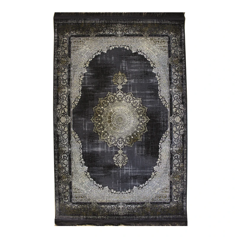 فرش ماشینی 1200 شانه فرش مشهد زمینه طوسی حاشیه طوسی مدل 803306