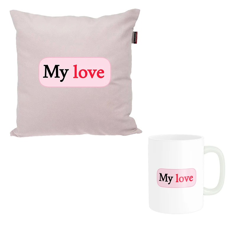 ماگ ناریکو طرح فانتزی مدل ست عاشقانه my love کد 09 به همراه کوسن