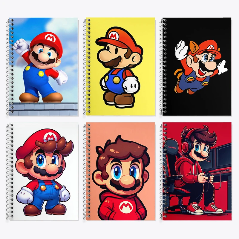 دفتر زبان 50 برگ خندالو مدل دو خط طرح سوپر ماریو (Super Mario) کد 738 مجموعه 6 عددی