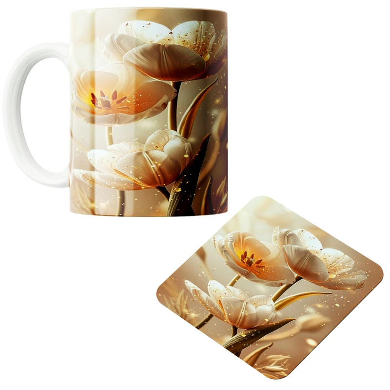 ماگ مدل گل کد 122 به همراه زیرلیوانی