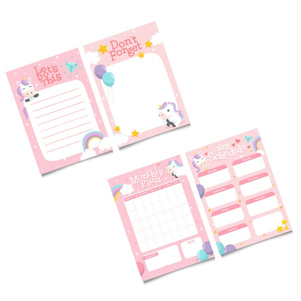 کاغذ یادداشت مدل پلنر طرح یونیکورن مجموعه 4 عددی