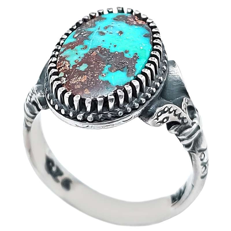 انگشتر نقره مردانه مدل فیروزه نیشابور کد VA4675