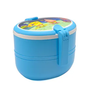 ظرف غذای دو طبقه کودک مدل بیضی طرح باب اسفنجی