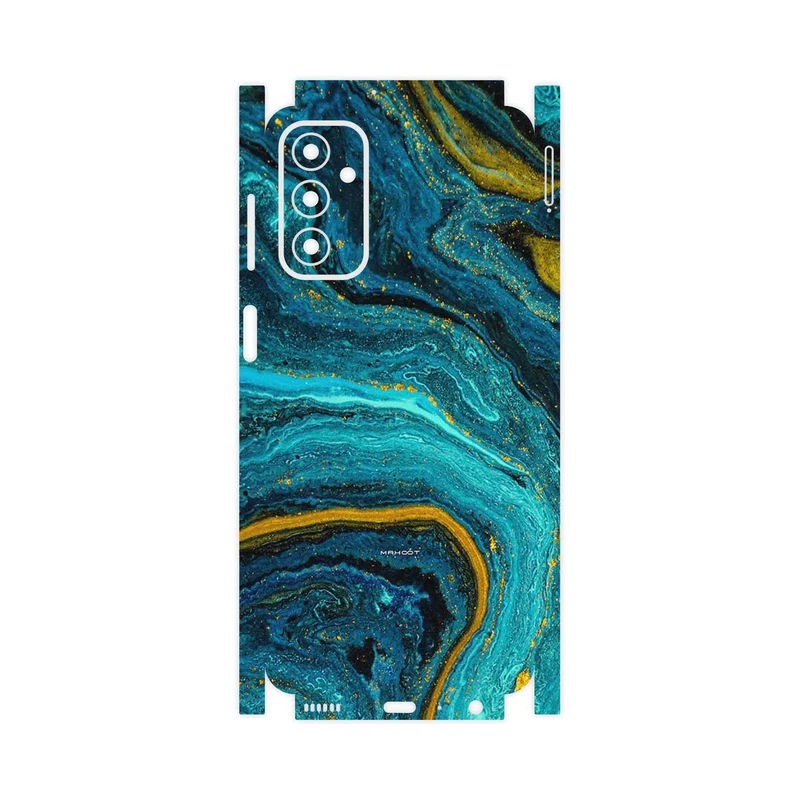 برچسب پوششی ماهوت مدل Turquoise marblewith golden streaks-FullSkin مناسب برای گوشی موبایل سامسونگ Galaxy M23