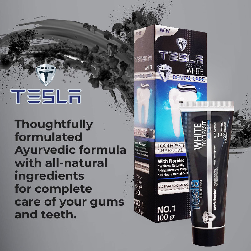 خمیر دندان تسلا مدل charcoal وزن 100 گرم مجموعه 2 عددی