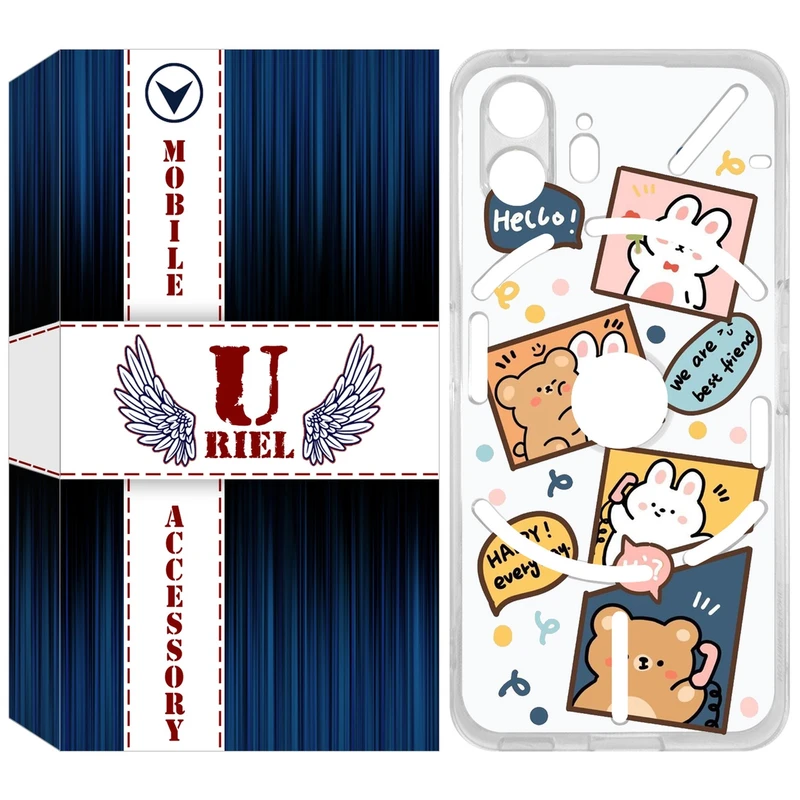 کاور یوریل مدل Clear کد 19 طرح خرگوش و خرس مناسب برای گوشی موبایل ناتینگ فون Nothing Phone 2