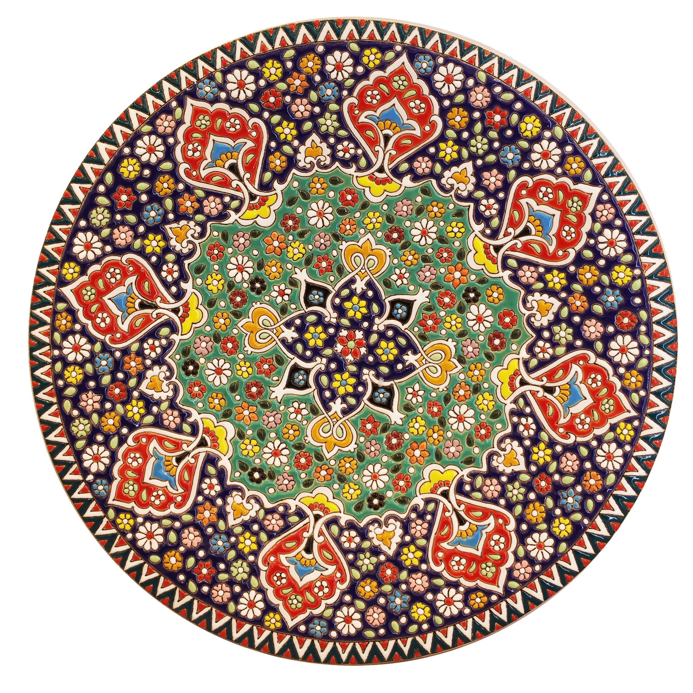 بشقاب میناکاری سفالی زمانیان کد ZMN30026