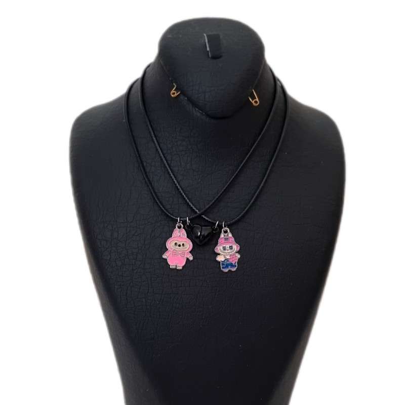 گردنبند دخترانه مدل دوستی لبوبو مگنتی مجموعه 2 عددی