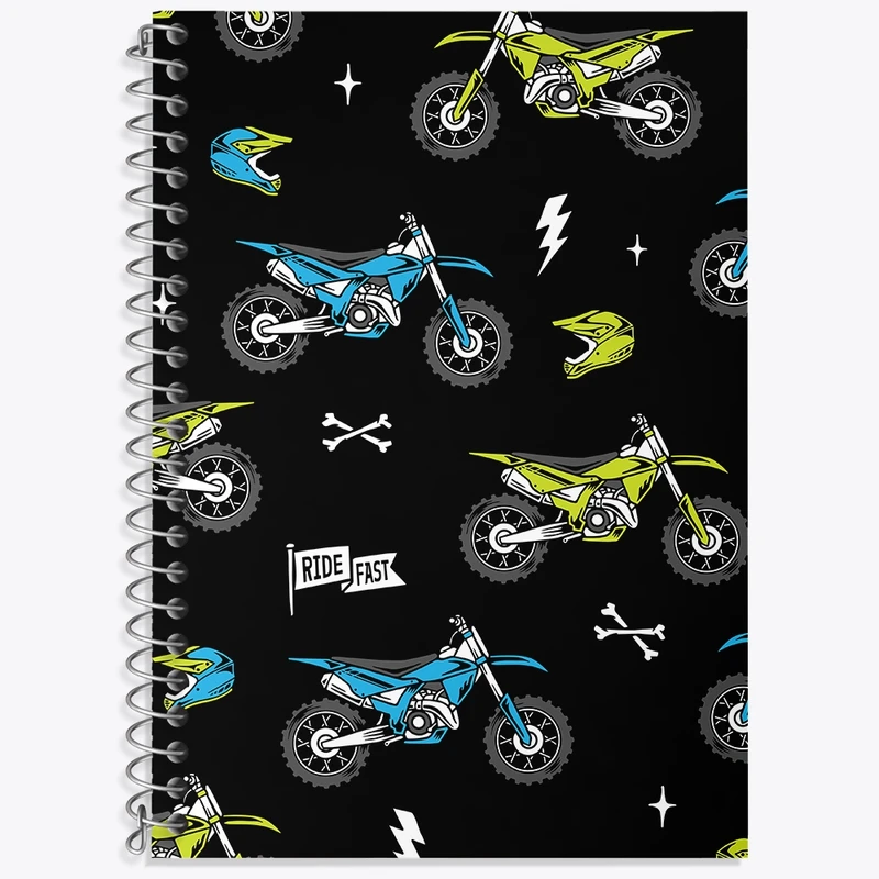 دفتر زبان 50 برگ خندالو مدل سه خط طرح موتور سیکلت کد N510