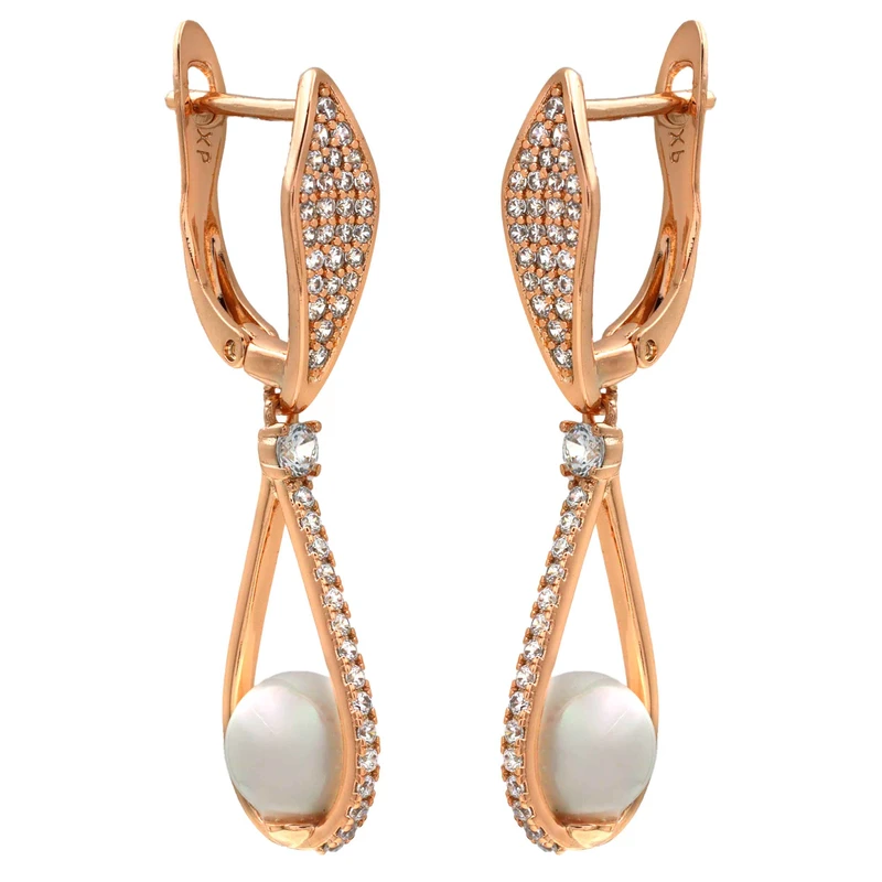 گوشواره زنانه ژوپینگ مدل پاپیون مرواریددار کد TE-197