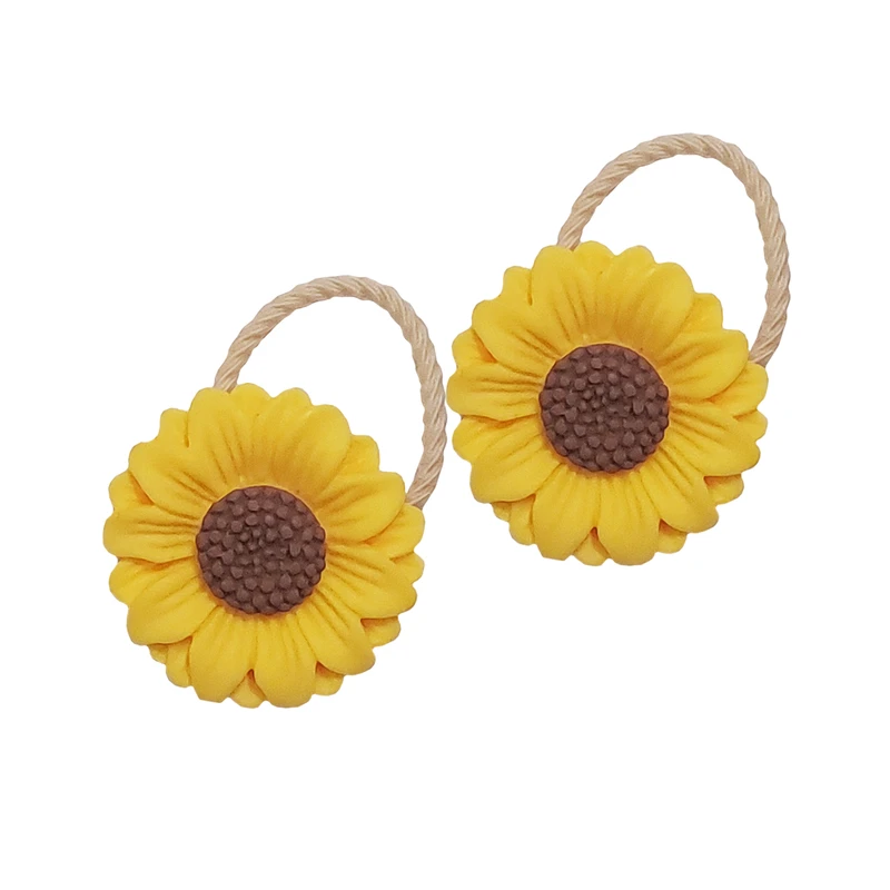کش مو دخترانه طرح گل آفتابگردان کد 170146 مجموعه 2 عددی