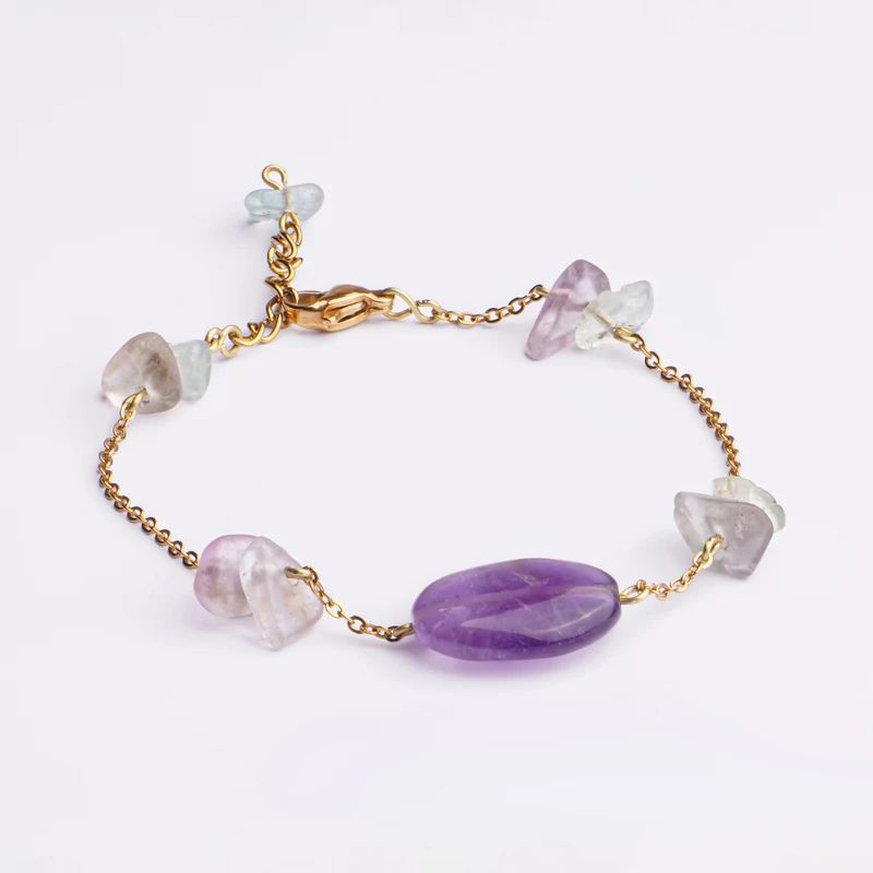 دستبند زنانه مدل آمیتیست و فلوریت کد 18