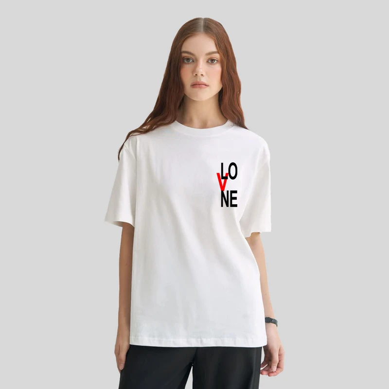 تی شرت باکسی زنانه پنبه طرح حروف مدل VLONE