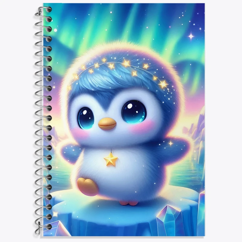 دفتر زبان 50 برگ خندالو مدل دو خط طرح پنگوئن کیوت کد F5469