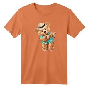 تی شرت آستین کوتاه بچگانه مدل خرس گیتاری رنگ گلبهی