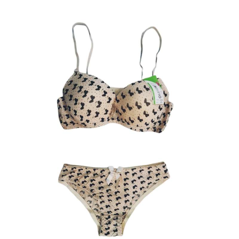 ست سوتین و شورت زنانه مدل اسفنجی کد 809088 رنگ کرم