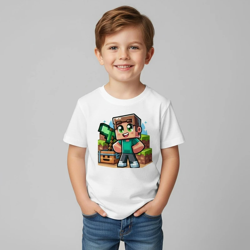 تی شرت آستین کوتاه پسرانه مدل ماینکرفت WS 42